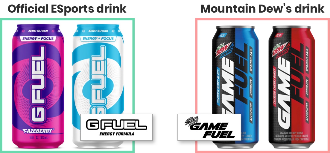 Difference of G Fuel compared to Mountain Dew's Game Fuel