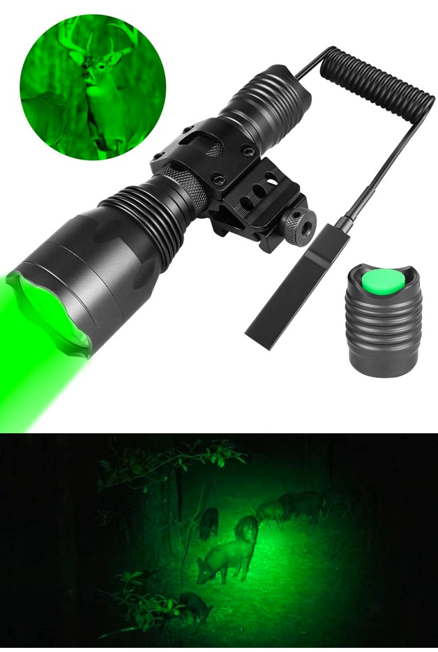 Hunting green light flashlight for picatinny rail