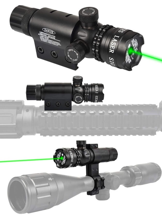 Green dot laser with Picatinny and scope ring mount