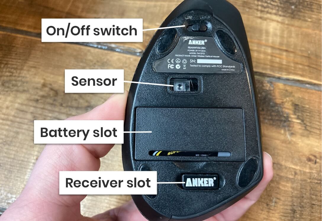 Anker mouse button bottom view
