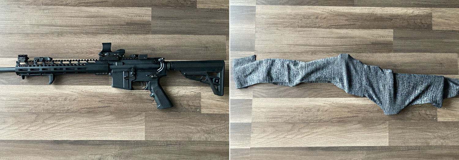 Example of rifle with and without a gun sock