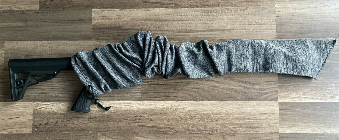 AR-15 rifle in gun sock