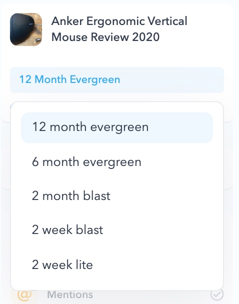 Choosing over what time span the social media posts will be scheduled